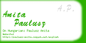 anita paulusz business card